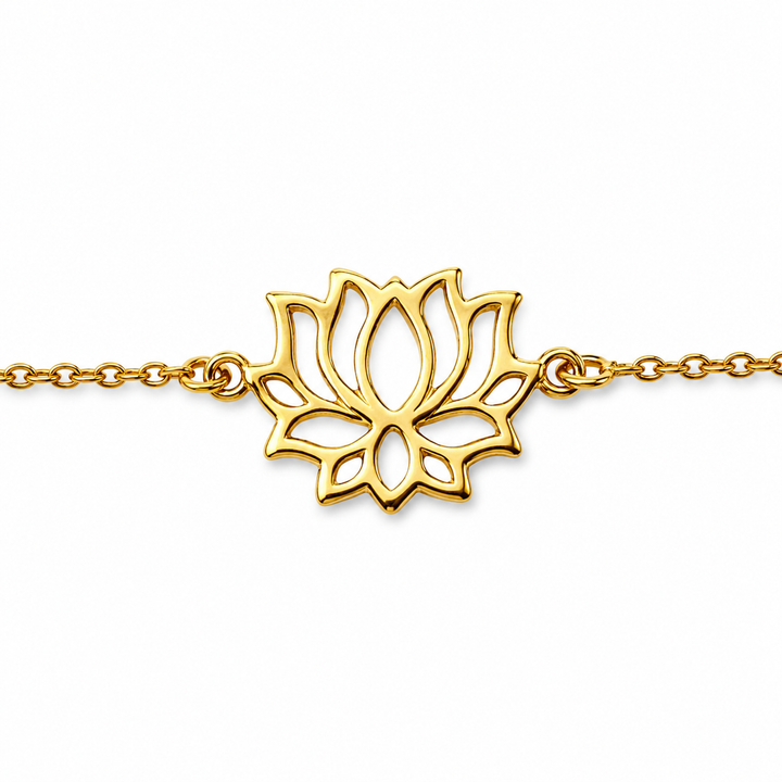 Delizioso bracciale placcato oro con fiore di loto