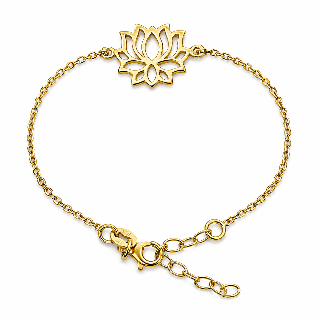 Delizioso bracciale placcato oro con fiore di loto