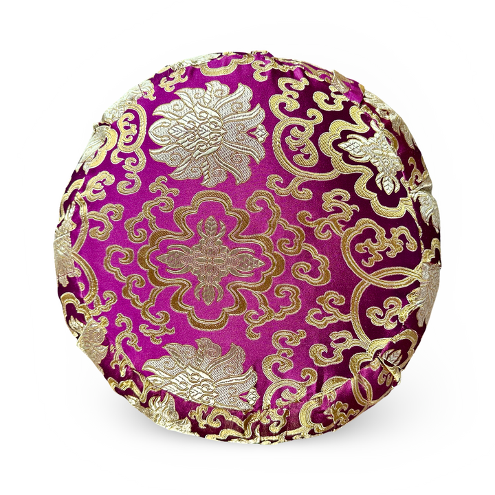 Tibetisches Brokat-Meditationskissen mit Lotus-Design
