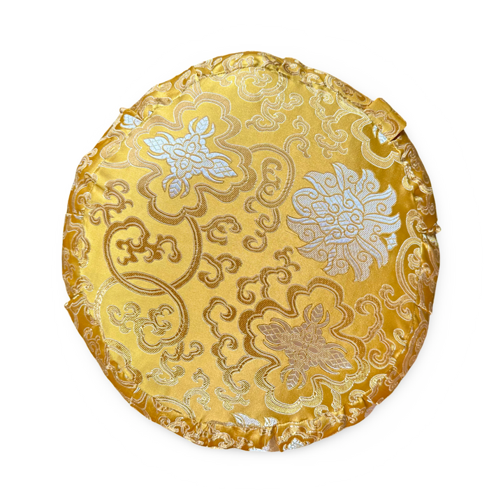 Tibetisches Brokat-Meditationskissen mit Lotus-Design