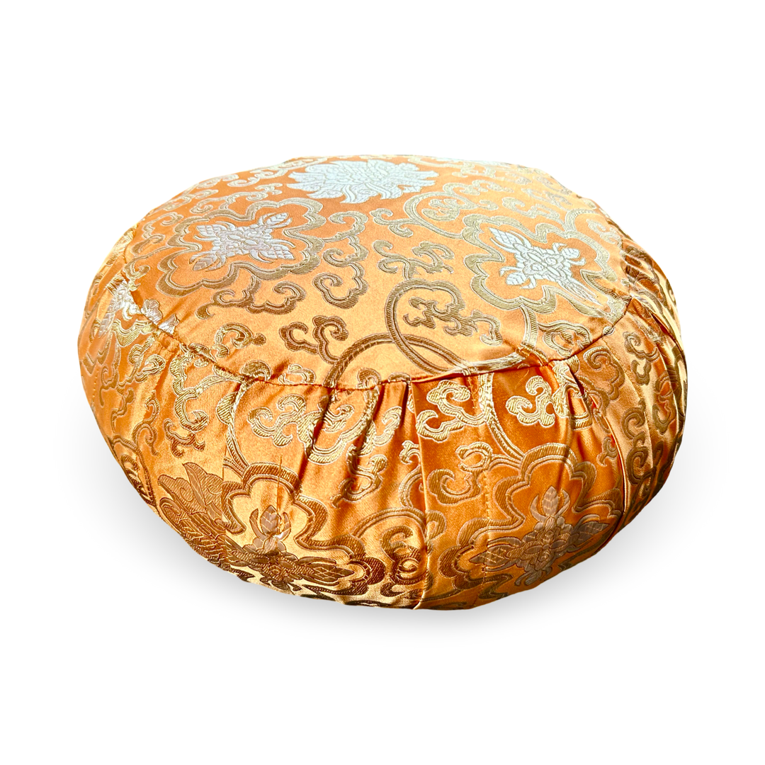 Tibetisches Brokat-Meditationskissen mit Lotus-Design