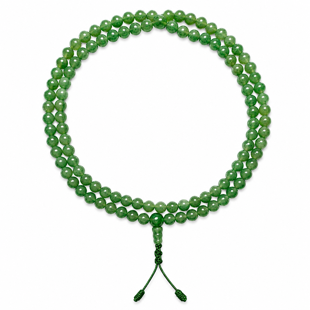 Mala prayer chain made from green nephrite