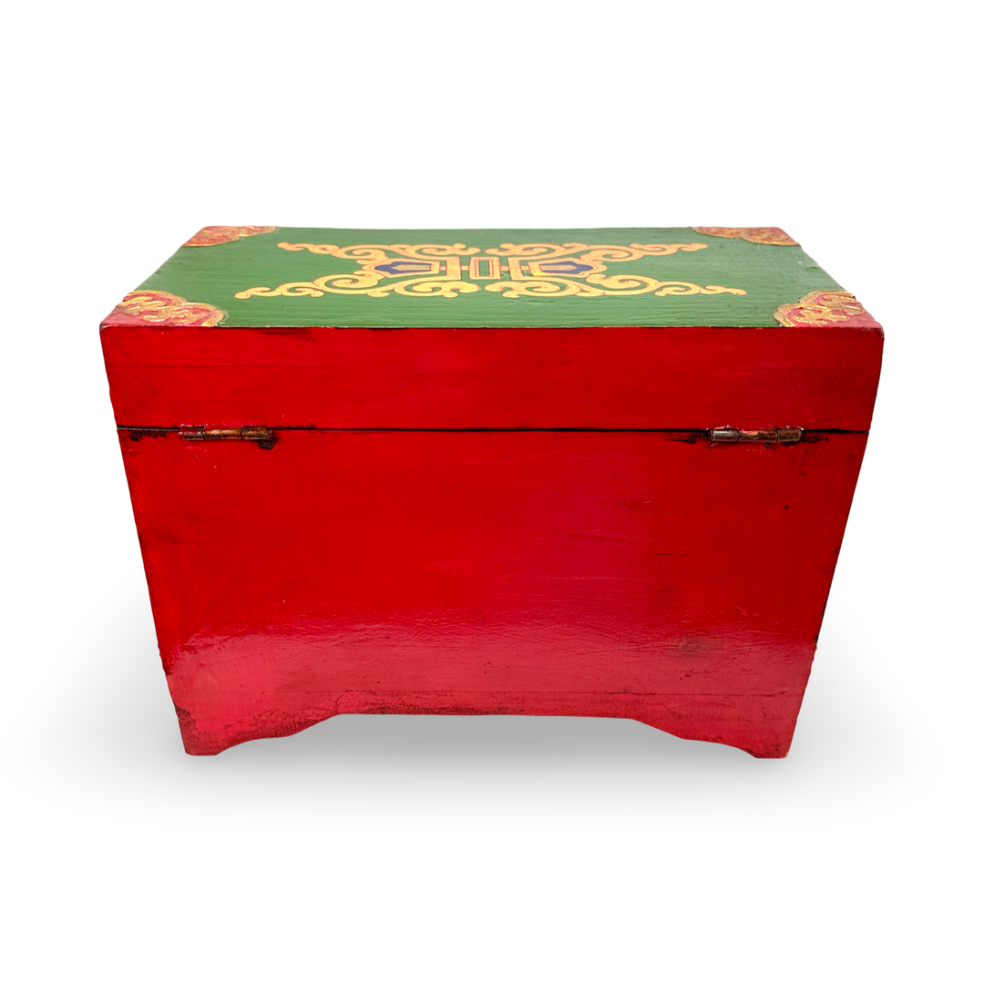 Grande boîte en bois de coquillage tibétain