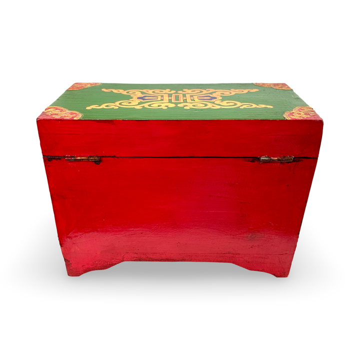 Grande boîte en bois de coquillage tibétain