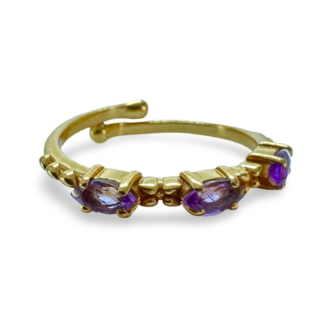 Verstellbarer vergoldeter Ring mit Amethyst