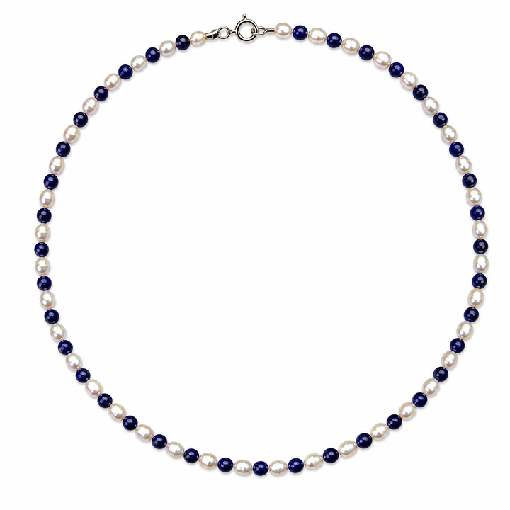 Collier de perles d'eau douce avec lapis-lazuli