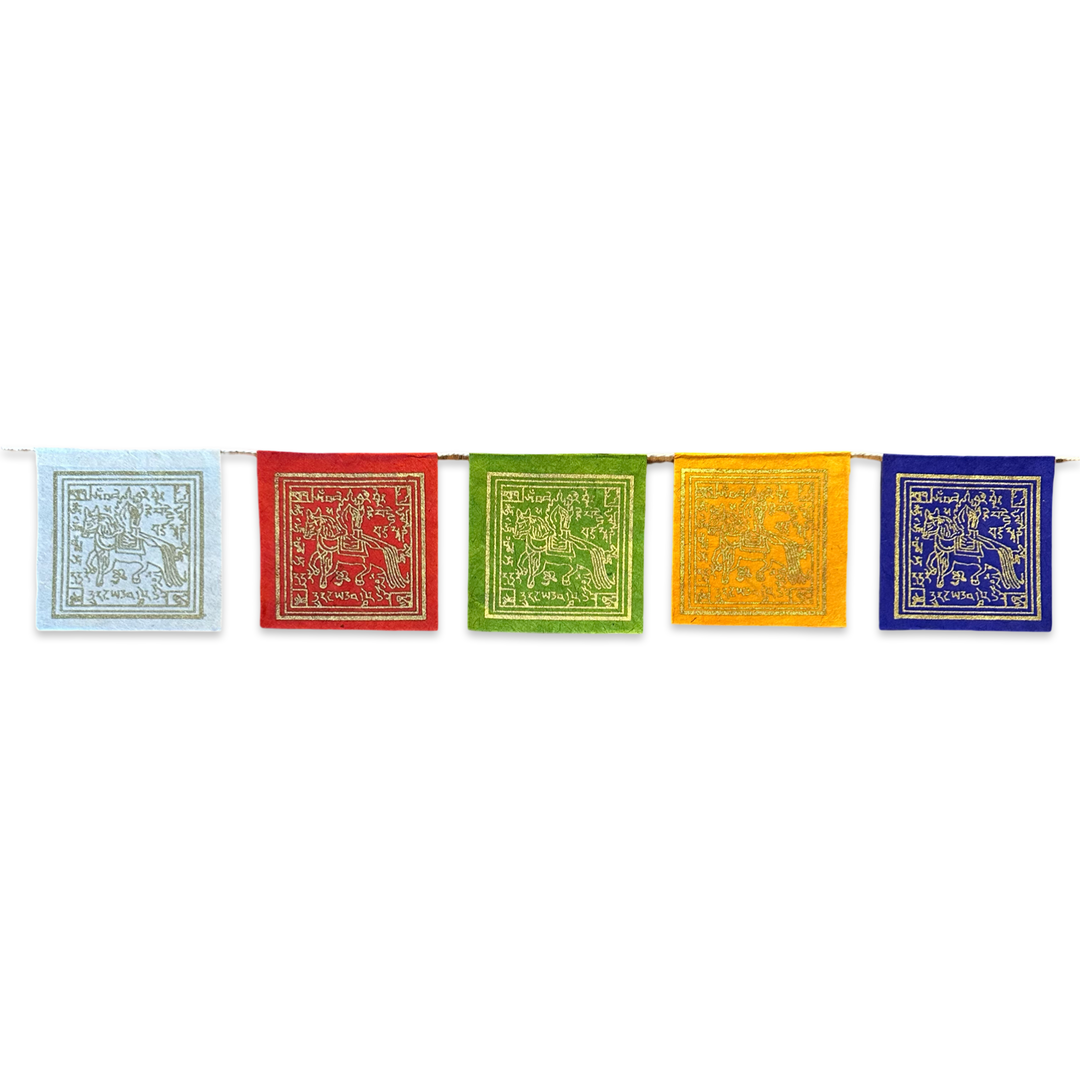 Mini prayer flags Windhorse - Lokta paper, Nepal