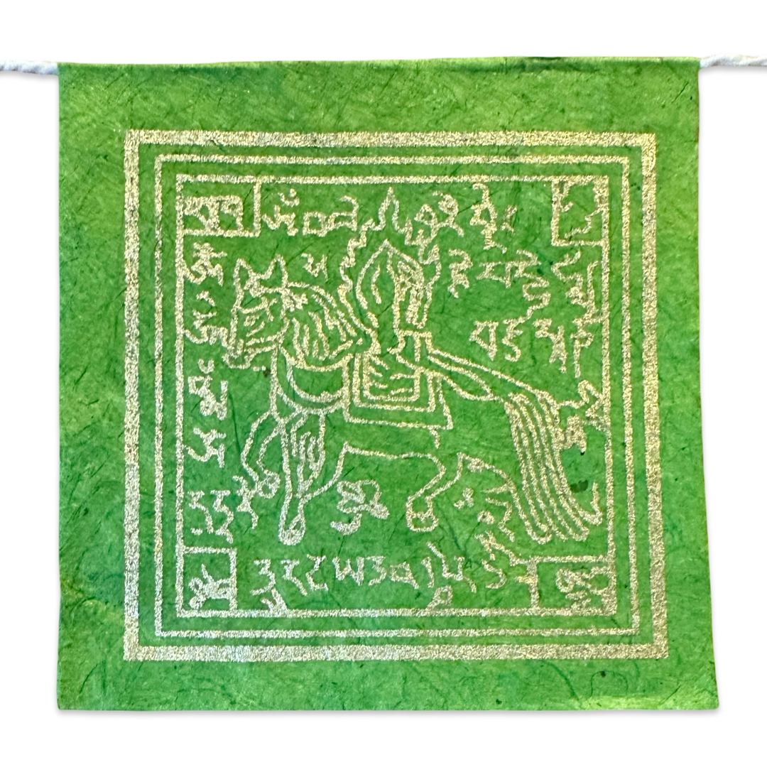 Mini prayer flags Windhorse - Lokta paper, Nepal