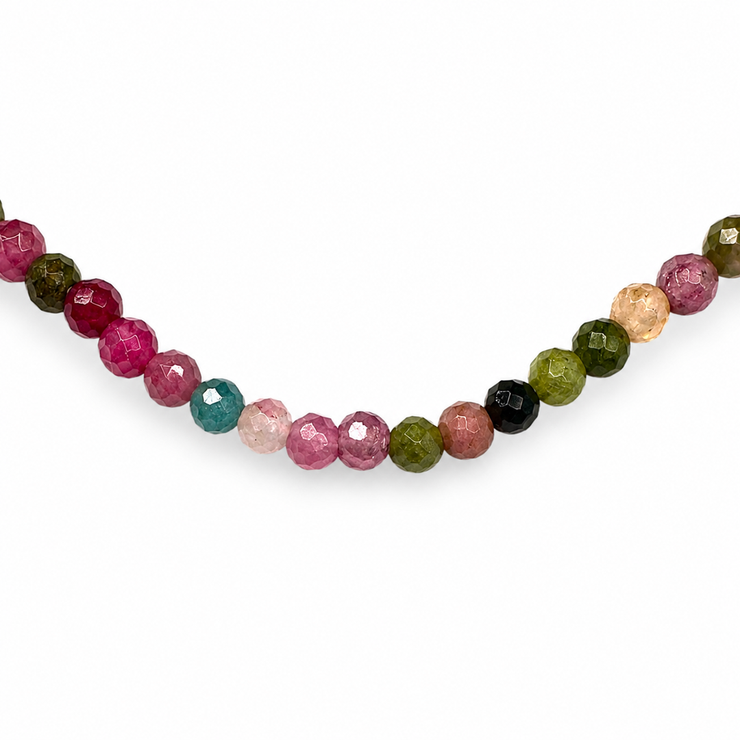 Bracelet Mala avec tourmaline facettée (Ø 3 mm)