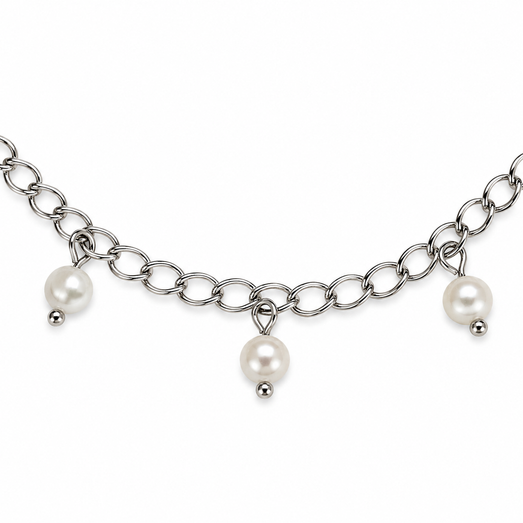 Cavigliera in argento con perle d'acqua dolce