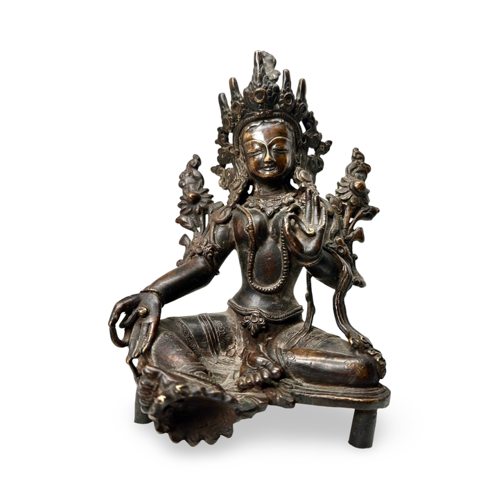 Grüne Tara (Syamatara) Statue – nepalesische Bronze