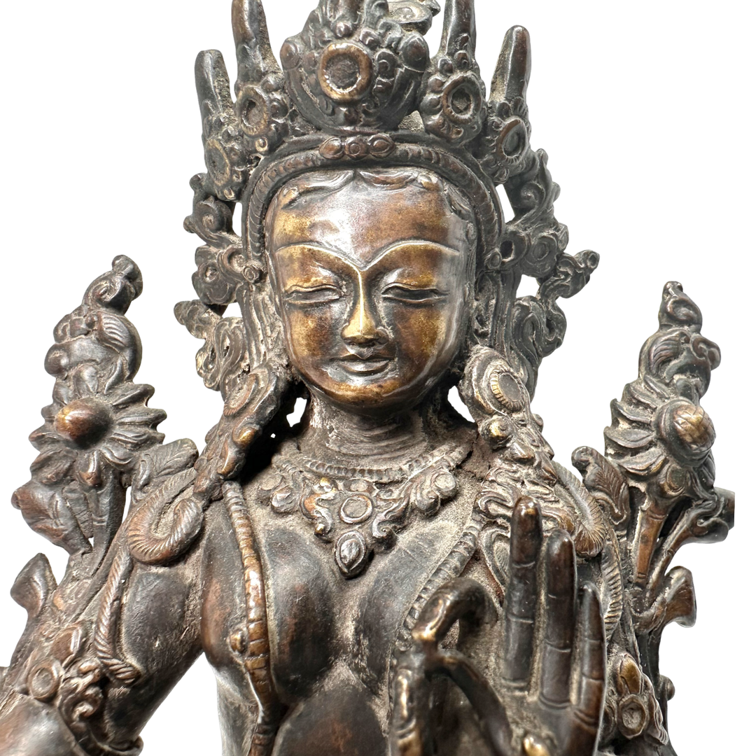 Grüne Tara (Syamatara) Statue – nepalesische Bronze