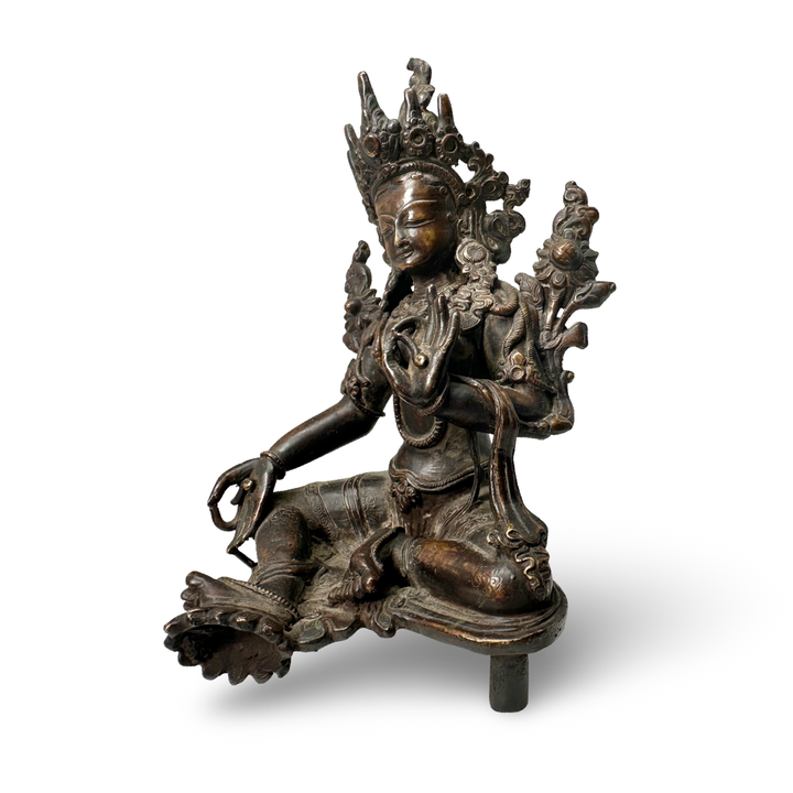Grüne Tara (Syamatara) Statue – nepalesische Bronze