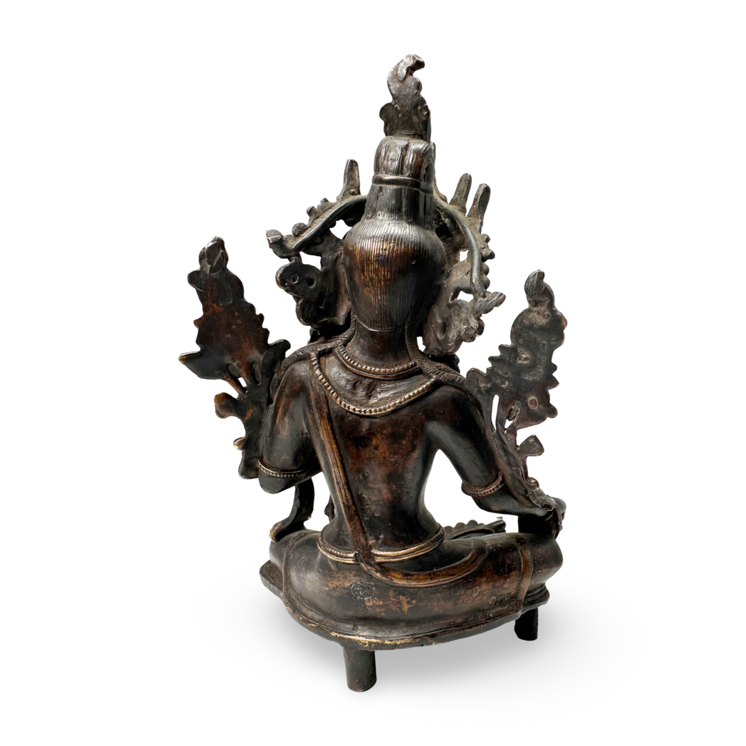 Grüne Tara (Syamatara) Statue – nepalesische Bronze