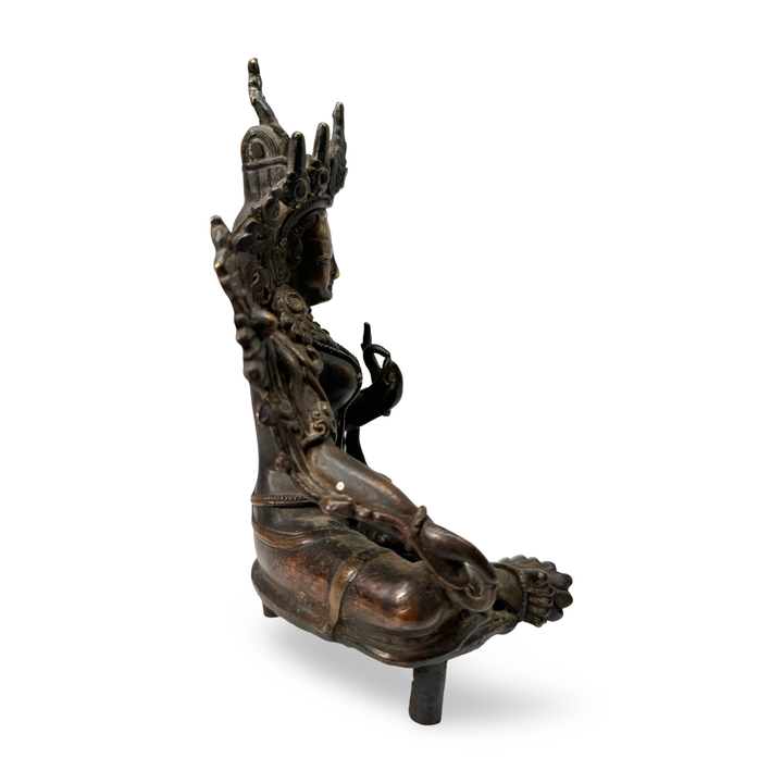 Grüne Tara (Syamatara) Statue – nepalesische Bronze