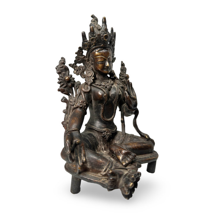 Grüne Tara (Syamatara) Statue – nepalesische Bronze