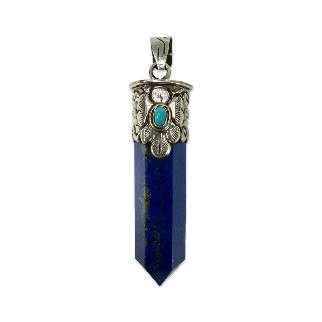 Lapislazuli-Anhänger mit Silberfassung und Türkis