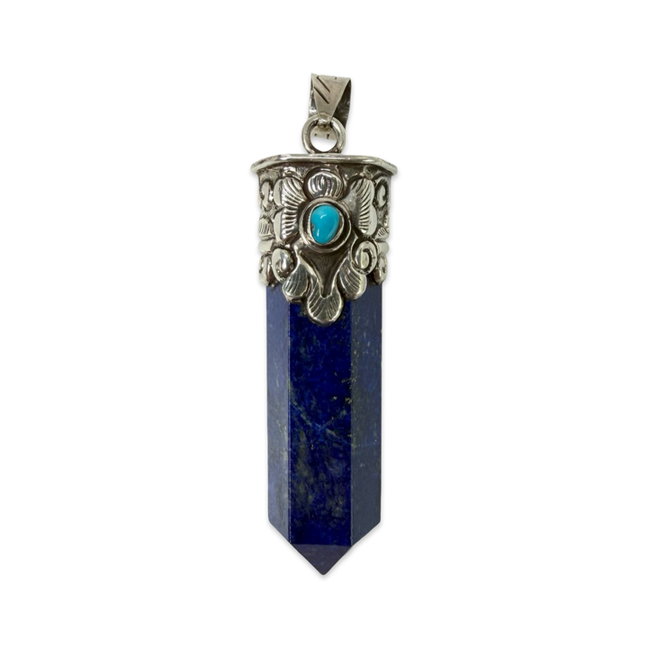Lapislazuli-Anhänger mit Silberfassung und Türkis