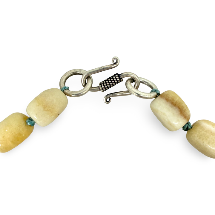 Aragonite Necklace with Lapis Lazuli and Silver - One-of-a-Kind Piece