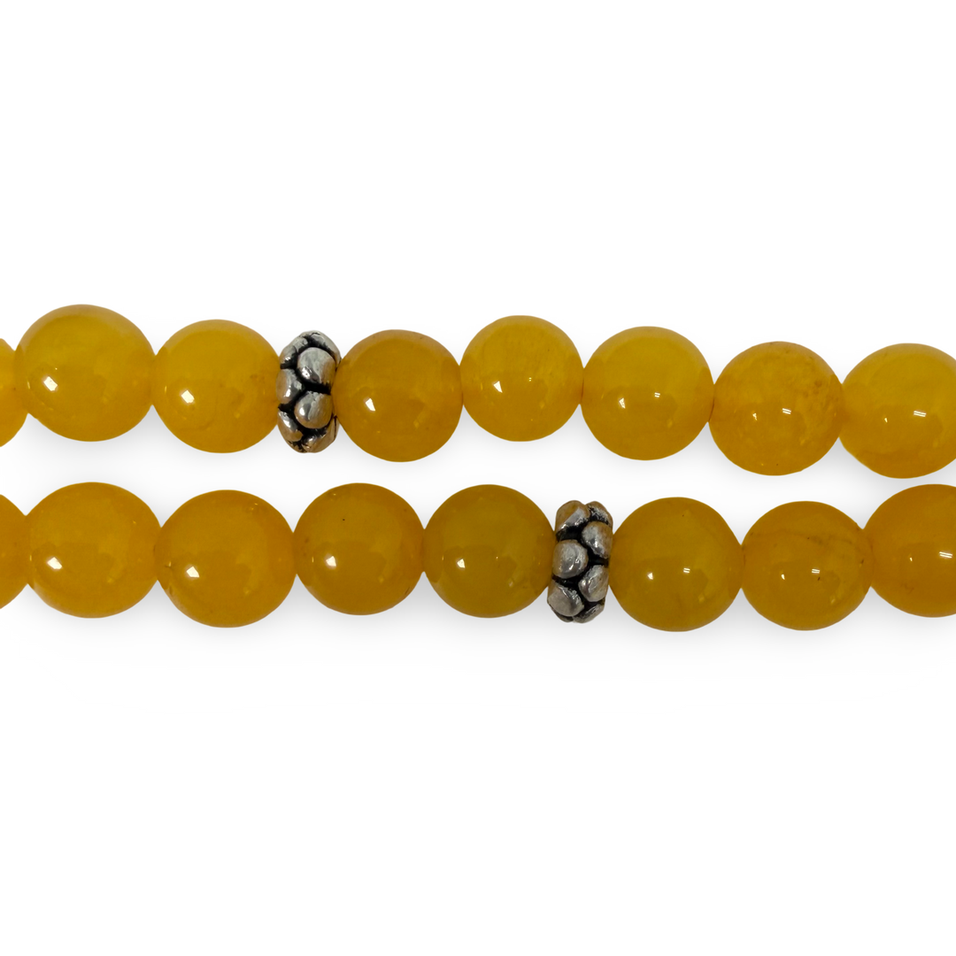 Mala composée de 108 perles de jade avec perle gourou en argent ciselé