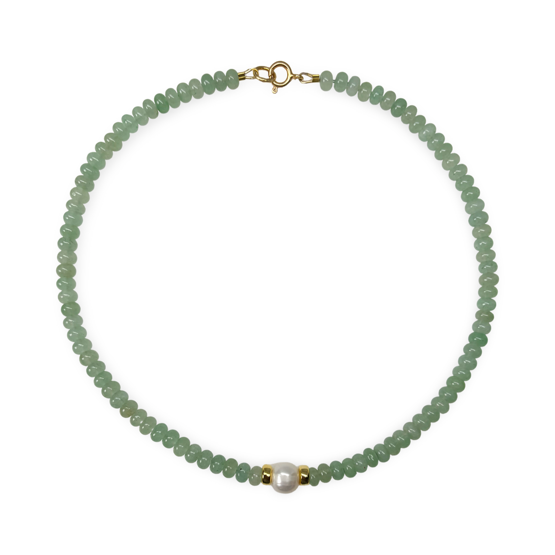 Collana in avventurina con perla d'acqua dolce