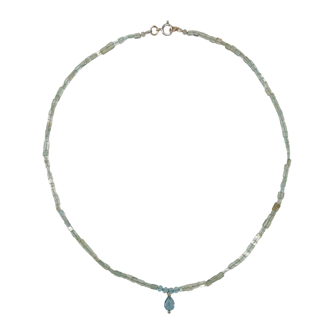 Collana acquamarina con pendente a goccia