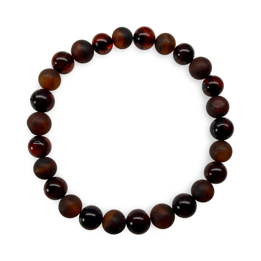 Dunkles Bernstein-Armband matt und glänzend