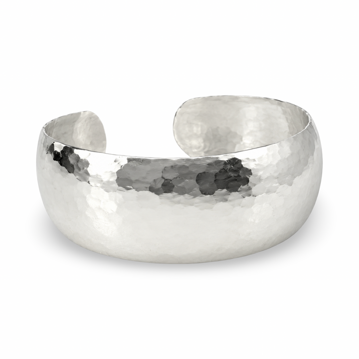 Bracciale curvo in argento, liscio o martellato