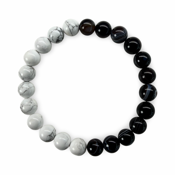 Mala-Armband Howlith und Achat