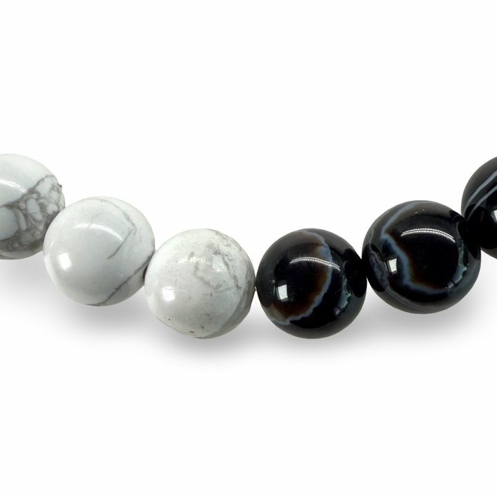 Mala-Armband Howlith und Achat