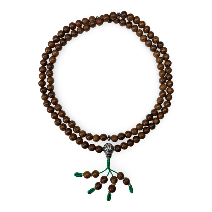 Holz-Mala mit handgeschmiedeter Silber-Guruperle