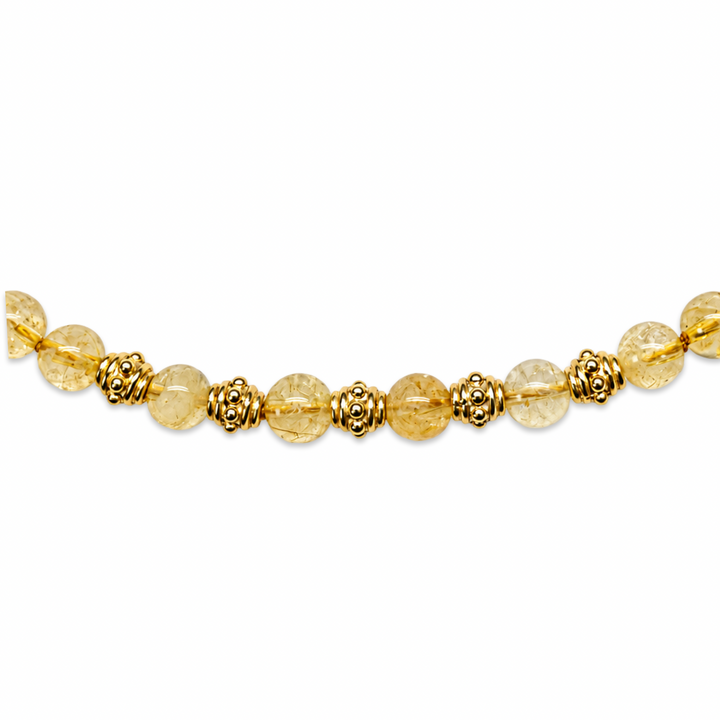 Citrin-Kette mit goldenen Zierperlen