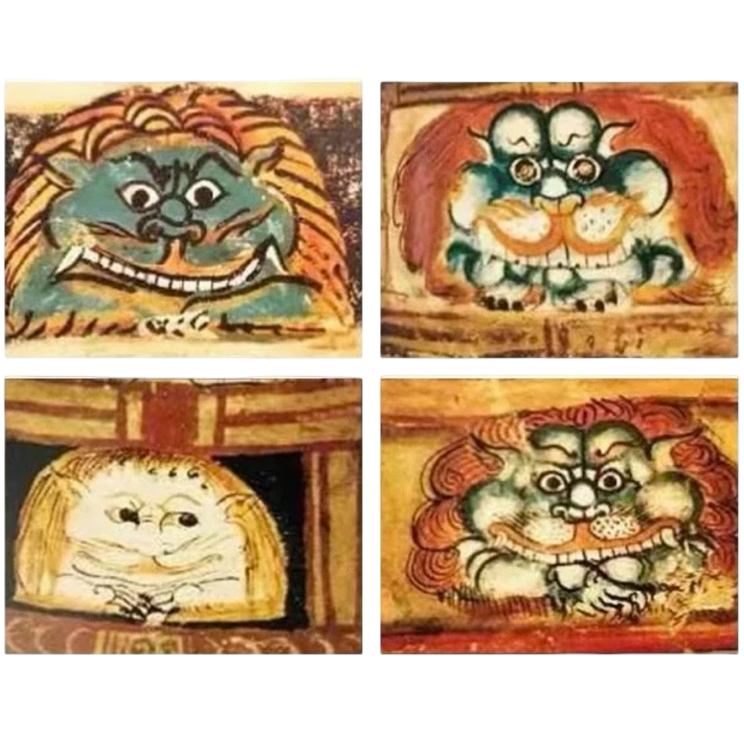Thangka-Anhänger Gelber Löwe, handgemalt · CHARU × Rimou Thangka