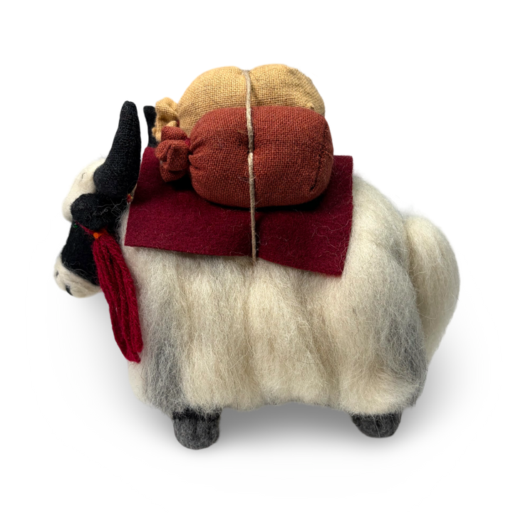 Weisser Yak, beladen, Seitenansicht