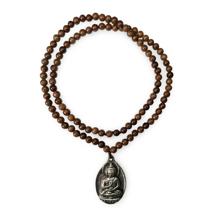 Holz-Mala mit Buddha-Medaillon