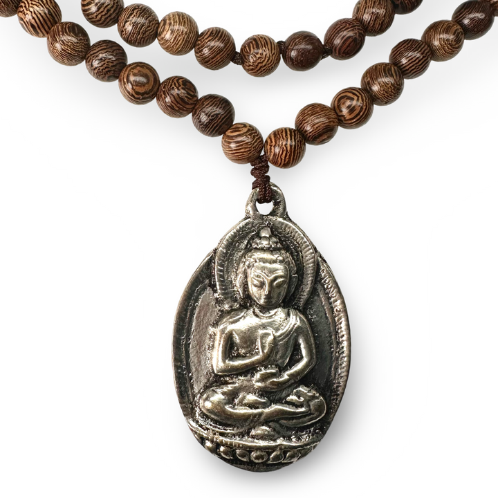 Holz-Mala mit Buddha-Medaillon