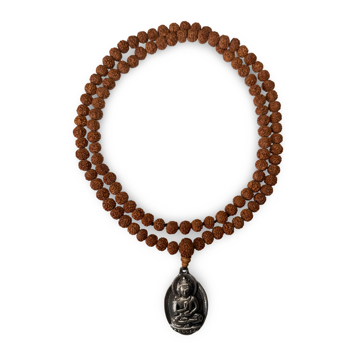 Rudraksha-Mala mit Buddha-Anhänger