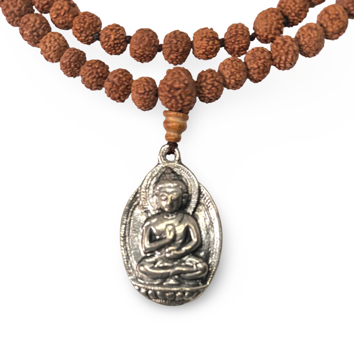 Rudraksha-Mala mit Buddha-Anhänger