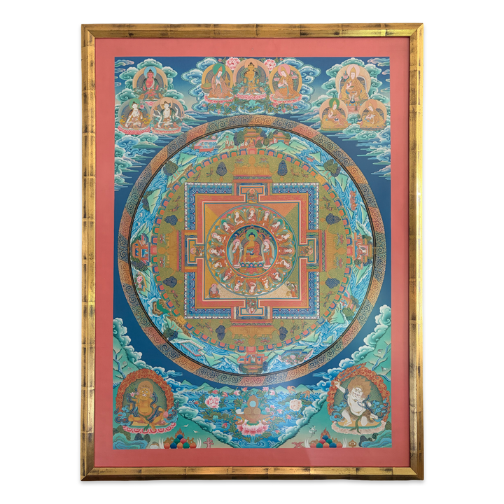 Ältere Thangka - Shakyamuni-Mandala mit Langlebensgottheiten und Gelug-Meistern - Atelier Tibet