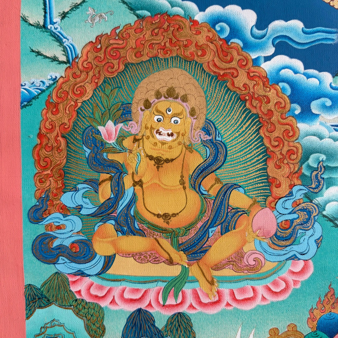 Ältere Thangka - Shakyamuni-Mandala mit Langlebensgottheiten und Gelug-Meistern - Atelier Tibet