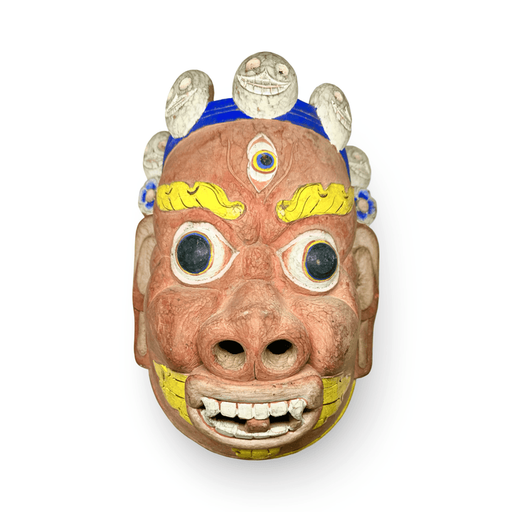 Alte, bemalte Cham - Mahakala - Maske  aus dem Himalaya - Gebiet - Atelier Tibet