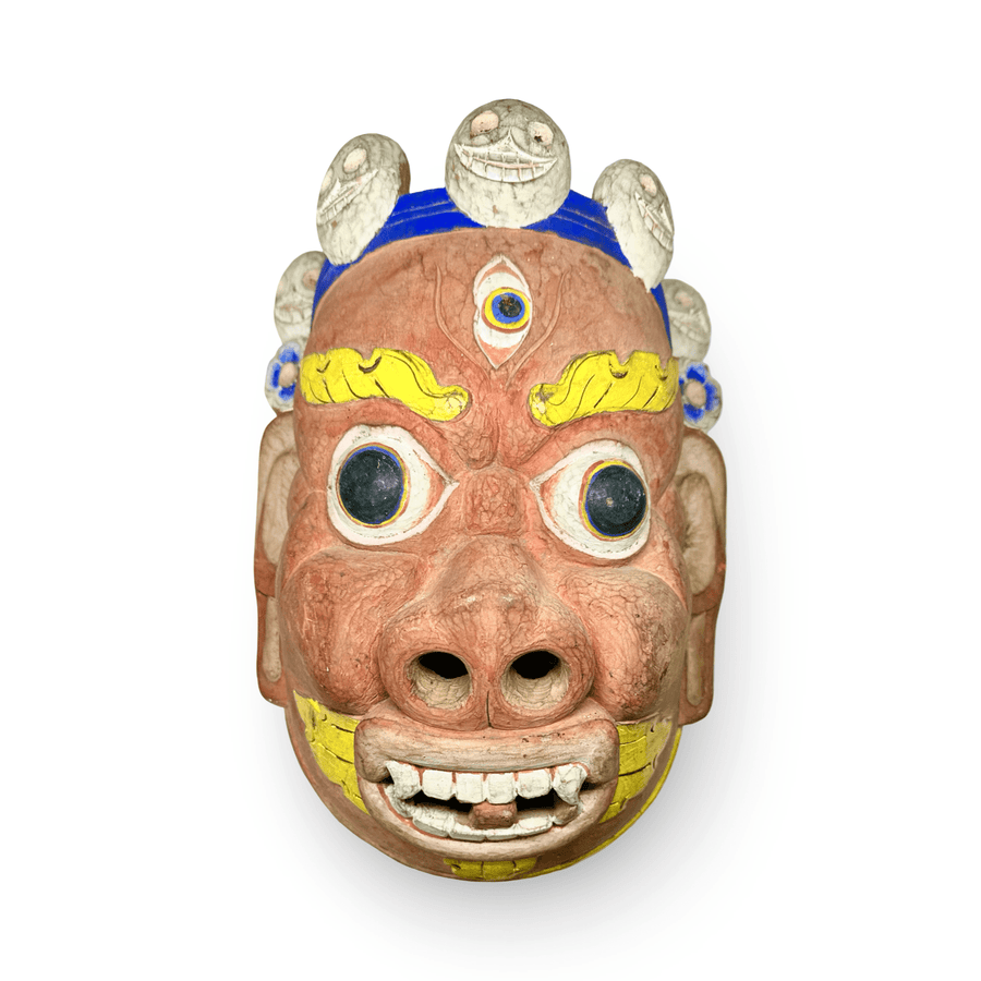Alte, bemalte Cham - Mahakala - Maske  aus dem Himalaya - Gebiet - Atelier Tibet