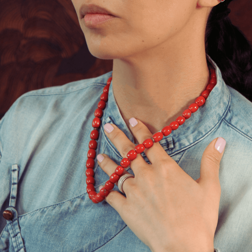 Alte Korallen - Kette - Atelier Tibet