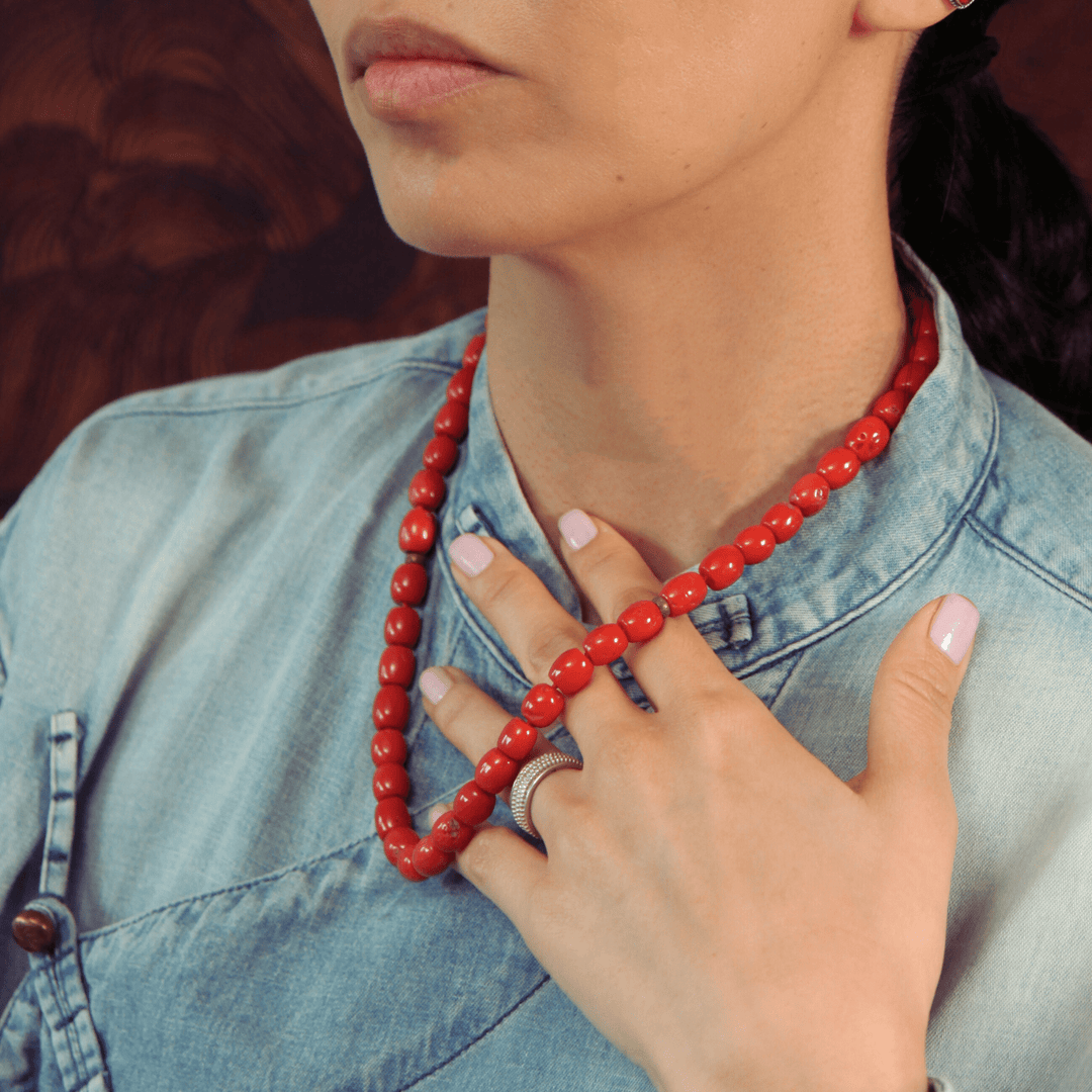 Alte Korallen - Kette - Atelier Tibet