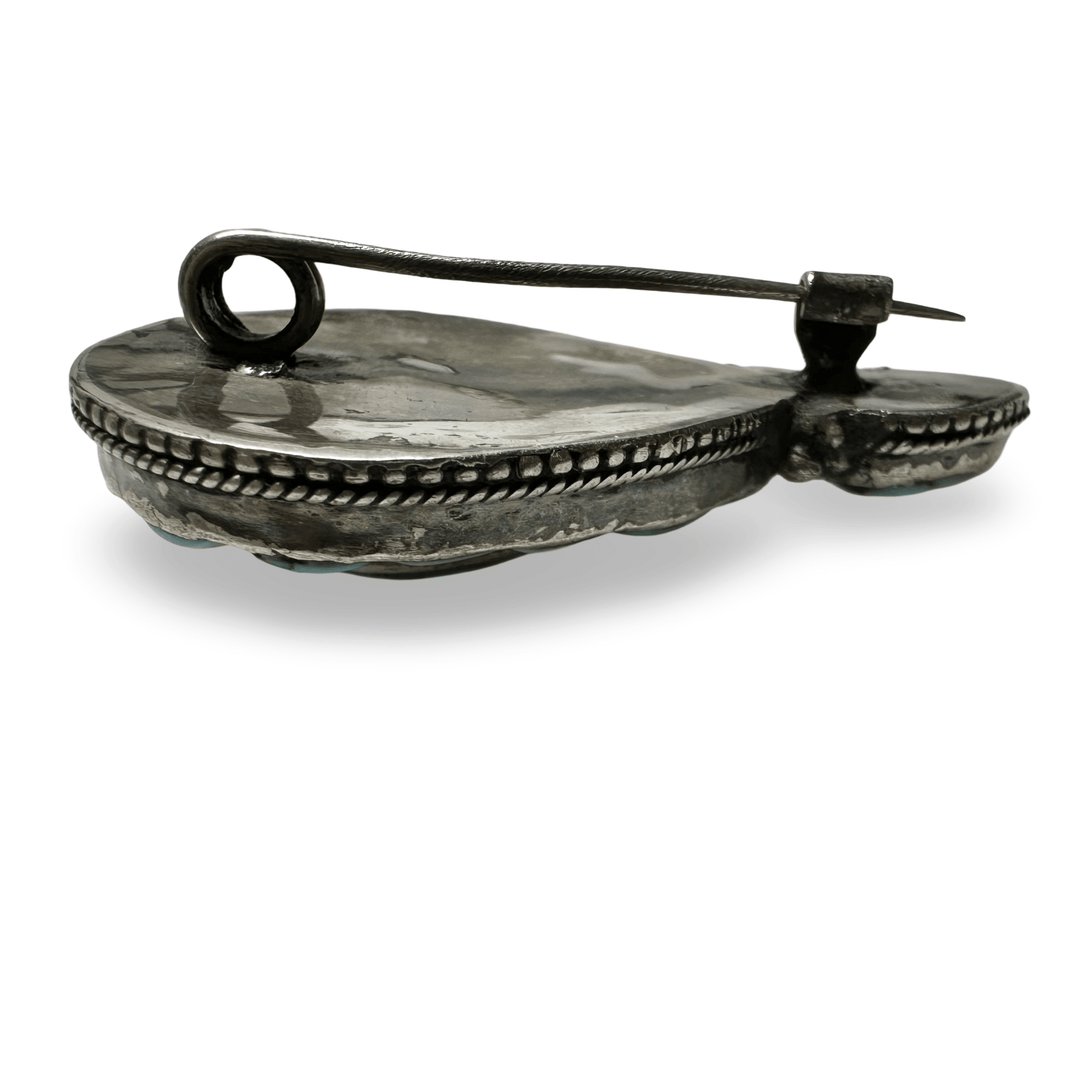 Ältere Silber - Brosche mit Türkis - Atelier Tibet