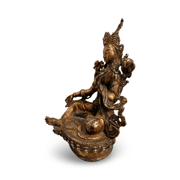 Ältere vergoldete Grüne Tara Statue - Atelier Tibet