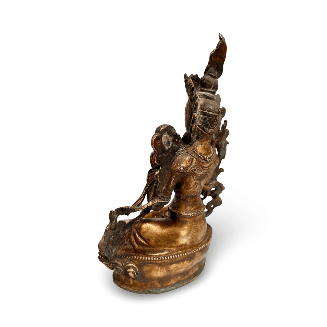 Ältere vergoldete Grüne Tara Statue - Atelier Tibet