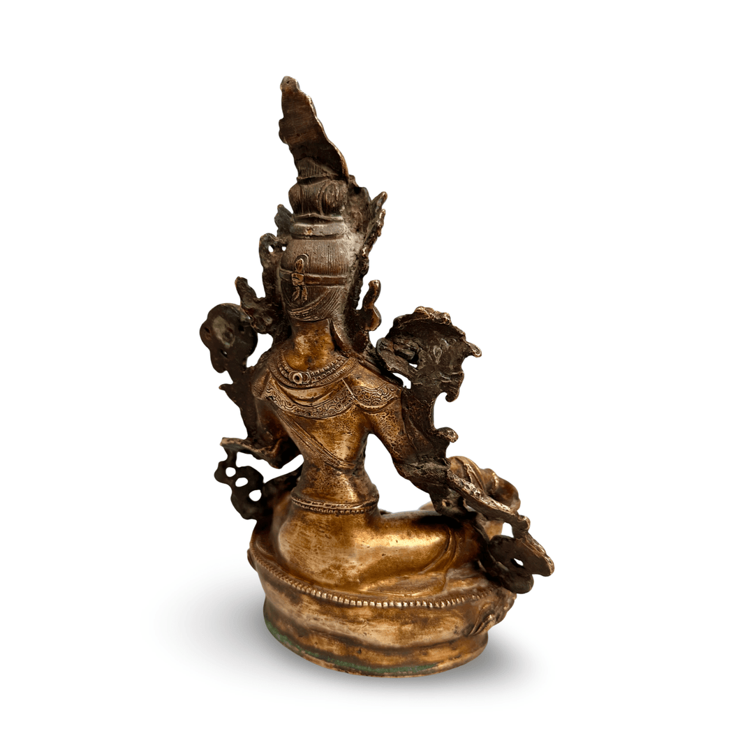 Ältere vergoldete Grüne Tara Statue - Atelier Tibet