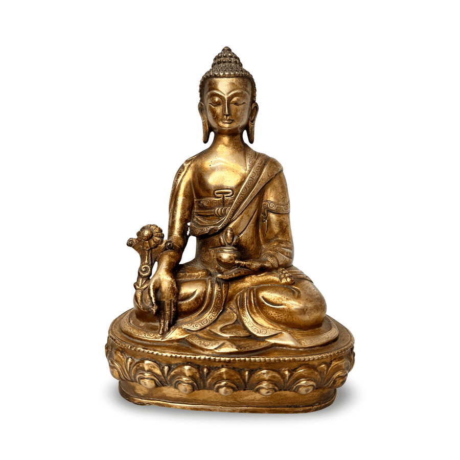 Ältere vergoldete Medizin - Buddha - Statue - Atelier Tibet