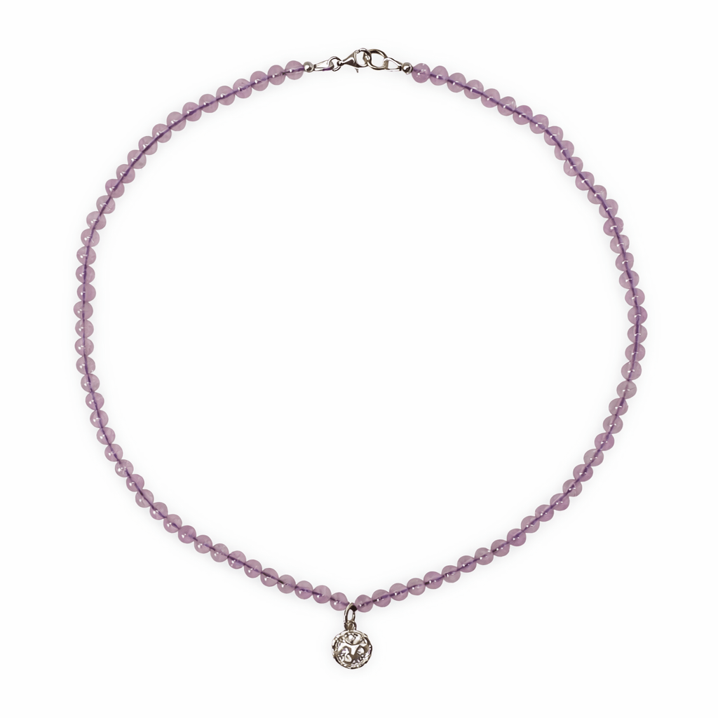 Amethyst - Kette mit OM ॐ Anhänger aus Silber - Atelier Tibet